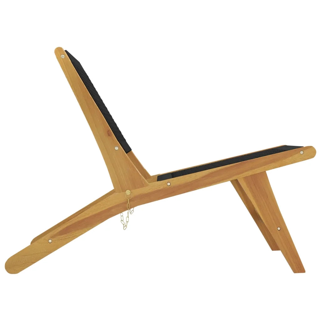 Sedia da Giardino | Sedie da Esterno Poggiapiedi Legno Massello di Teak Poliestere