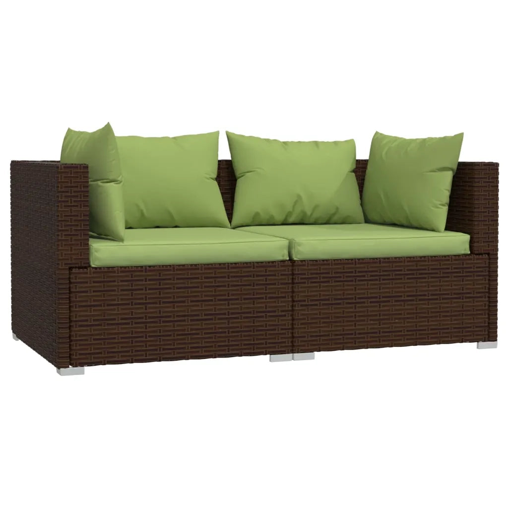 Set Mobili da Giardino 3 pz | Set Salotto da Giardino con Cuscini in Polyrattan Marrone
