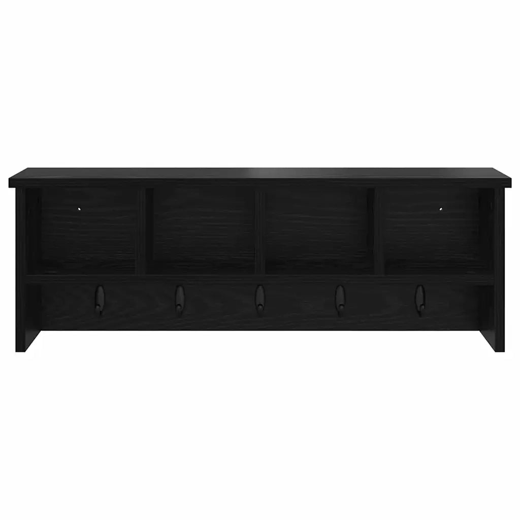 vidaXL Appendiabiti a muro con lo scaffale Rovere nero 75 x 16 x 26 cm