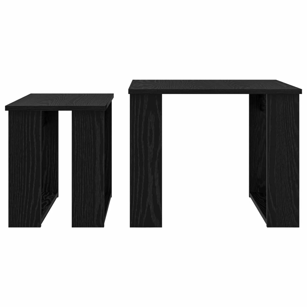 Set di 2 pz Tavolini da salotto | Tavolino da caff¨¨ | Tavolino da Soggiorno Rovere Nero Legno multistrato