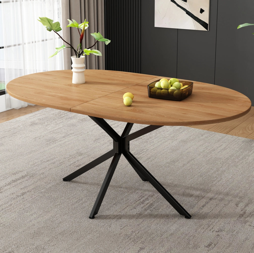 Tavolo da pranzo ovale per 4-6 persone in MDF colore naturale
