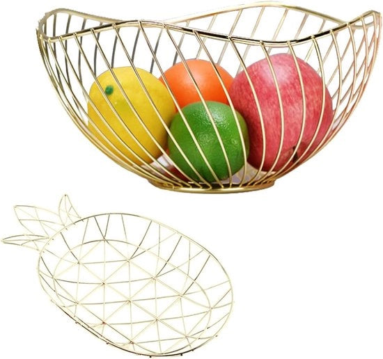Due contenitori per frutta metallici con cesto di pane rotondo aperto con cesto a fili moda contenitore decorativo per verdure contenitore da tavolo per la cucina contenitore di conservazione