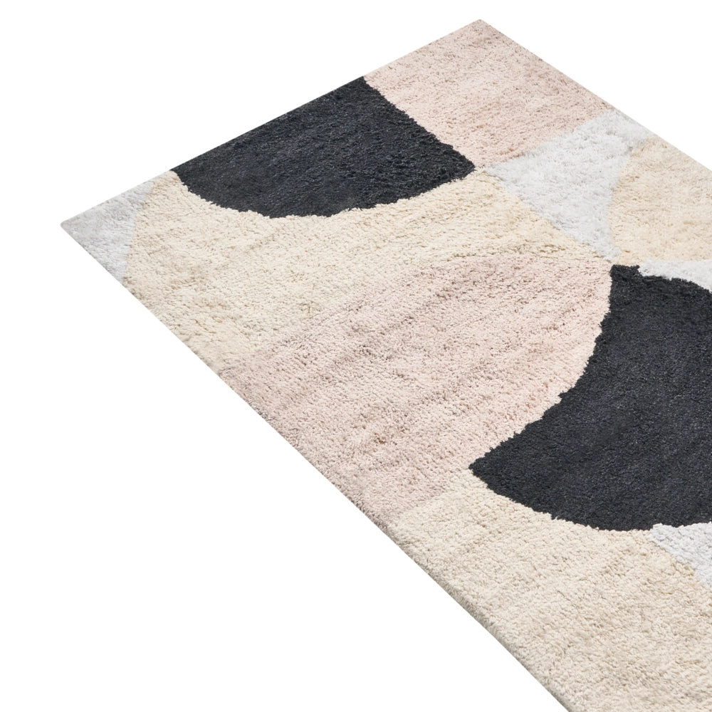 Tappetino da bagno moderno in cotone rettangolare 60 x 90 cm Motivo geometrico Accessori da bagno Beige