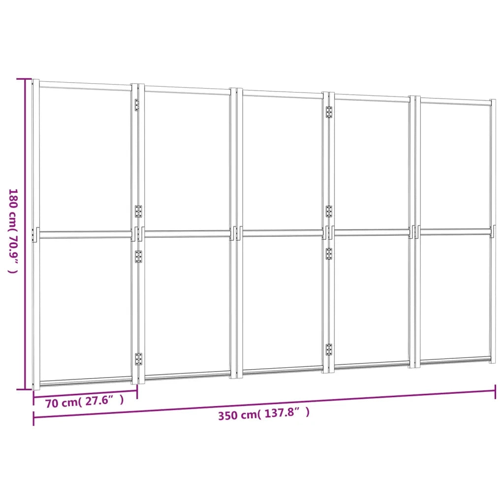 Paravento a 5 Pannelli-Divisorio Nero 350x180 cm