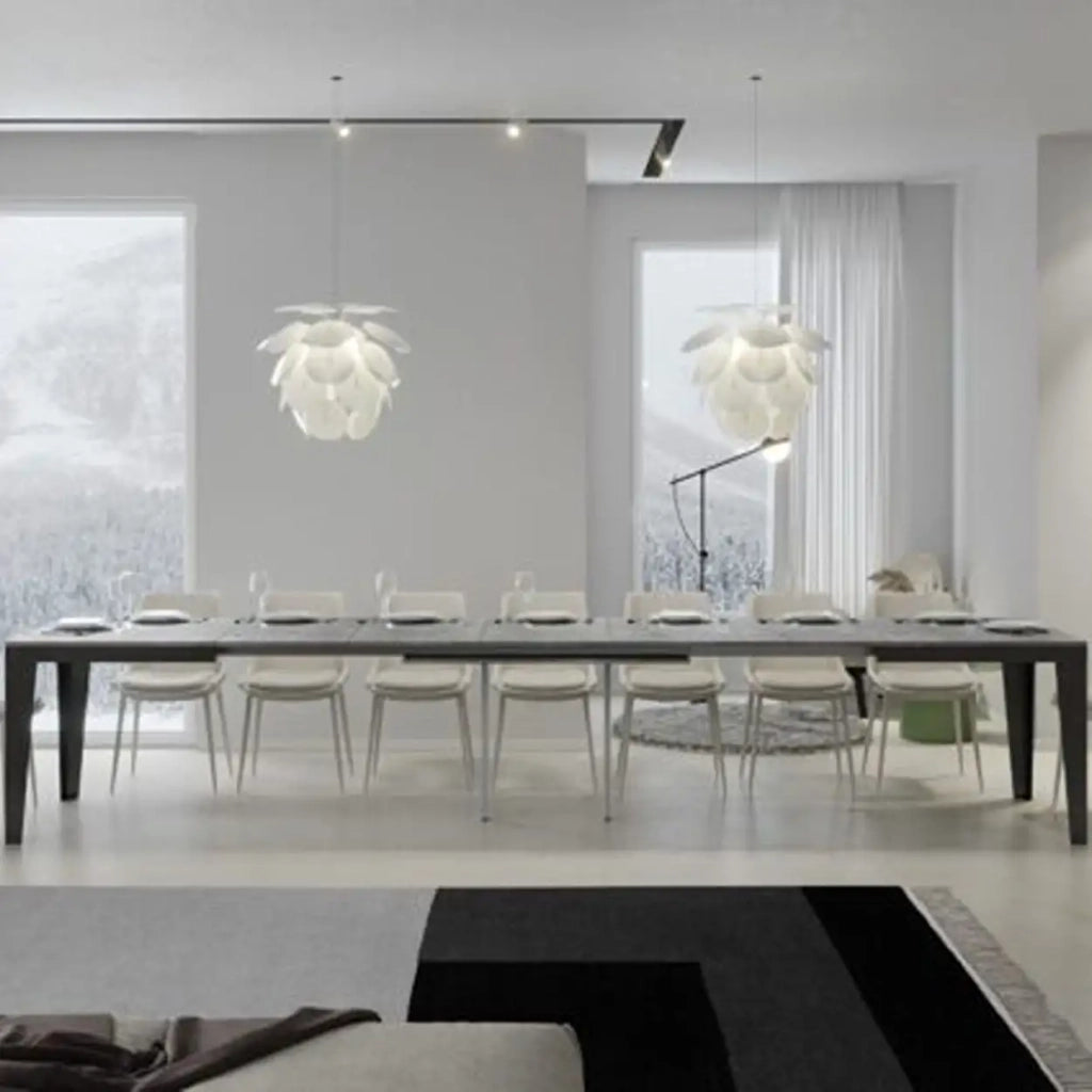 Tavolo allungabile 160/420x90 cm Flame Evolution colore cemento telaio e gambe antracite