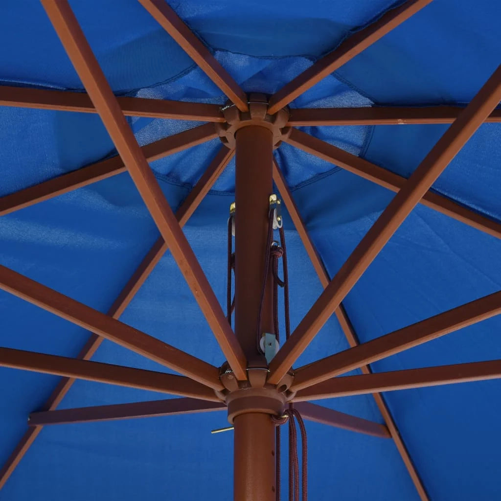 Ombrellone da esterno con palo in legno 350 cm blu 02_0008252