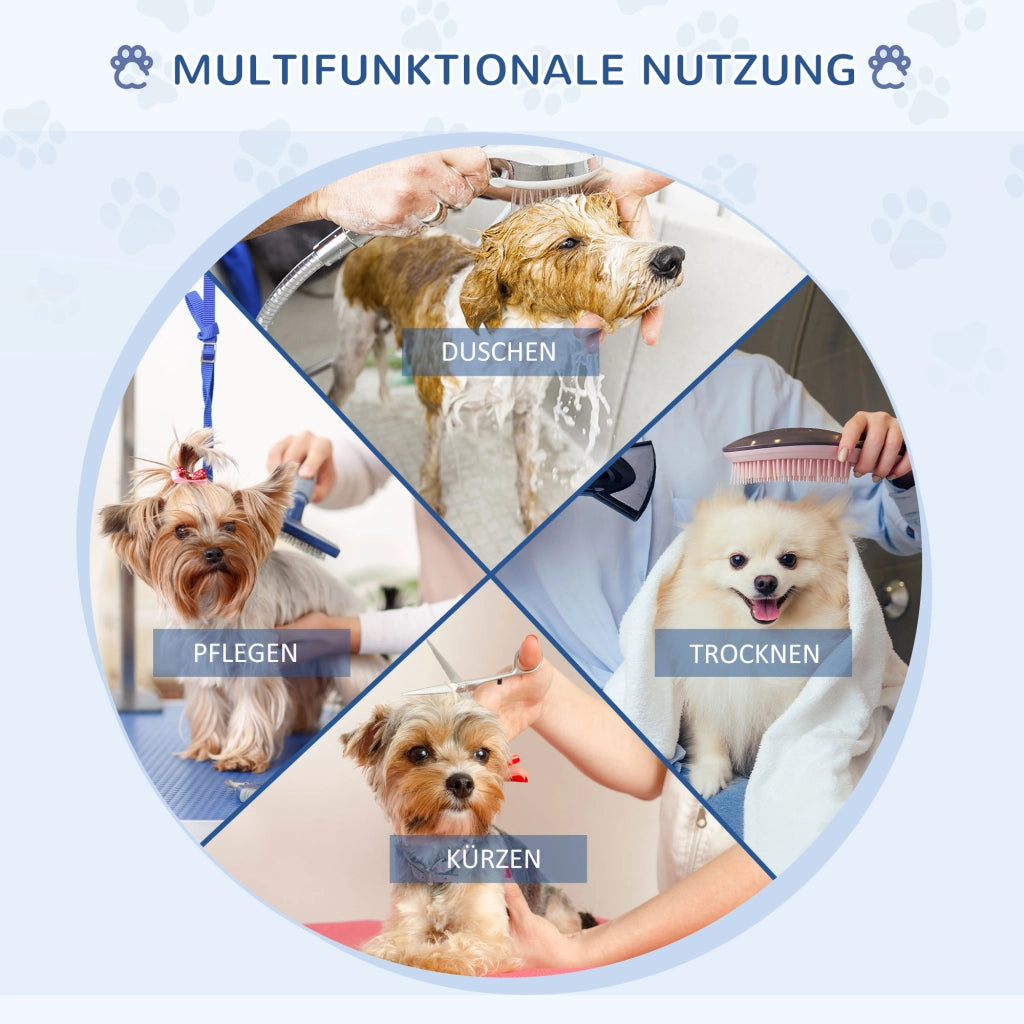 Tavolo per Toeletta Cani e Gatti Regolabile e Pieghevole ¨C zephmum ¨C Blu, fino a 100 kg