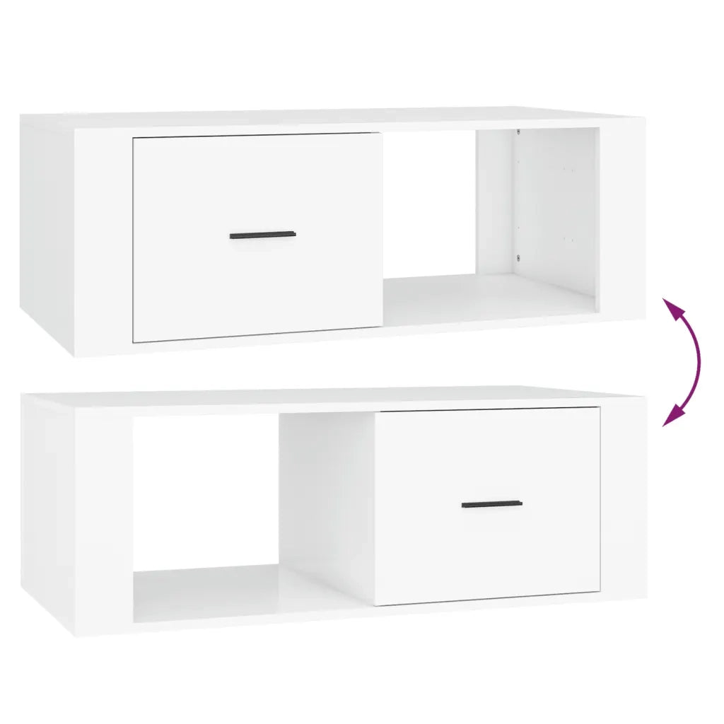 Tavolino da salotto | Tavolino da caff¨¨ | Tavolino da Soggiorno Bianco 100x50,5x35 cm in Legno Multistrato