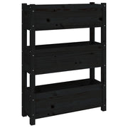 Fioriera | Cassetta per fiori | Vaso Nera 77x25x104,5 cm in Legno Massello di Pino