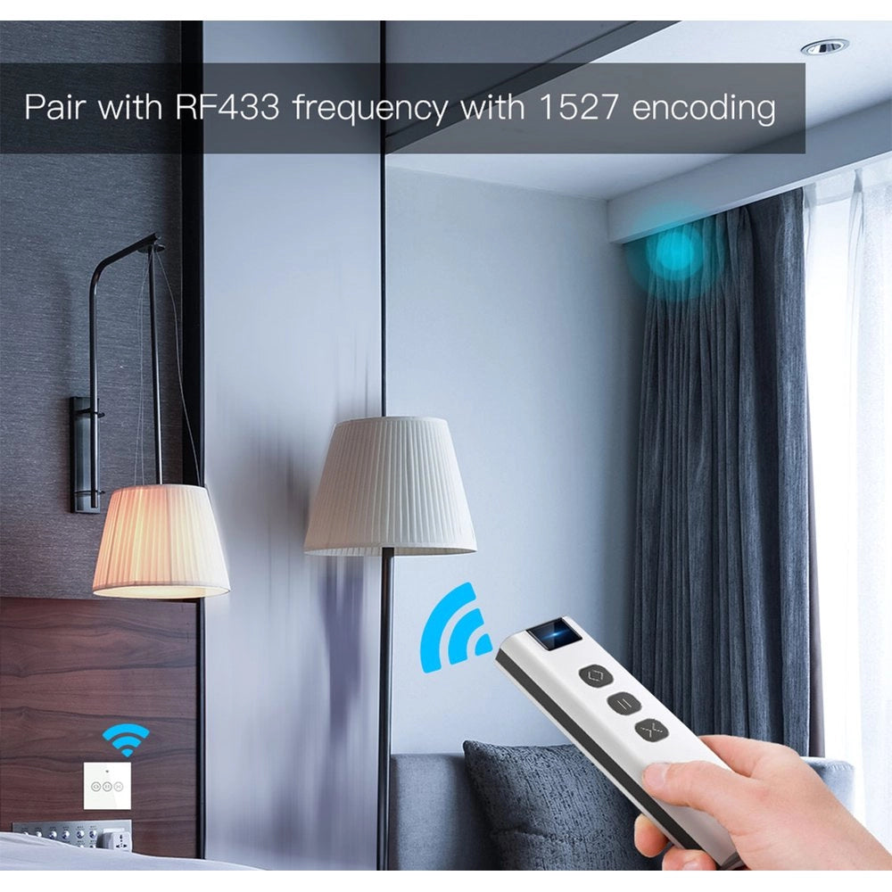 Telecomando Wireless RF 433MHz per Tende e Tapparelle Elettriche, 3 Tasti Per 1 Scena, APP Tuya/Smart Life, Alimentazione a Batteria LR23A (Esclusa), Design Compatto 109x36mm  SH1901
