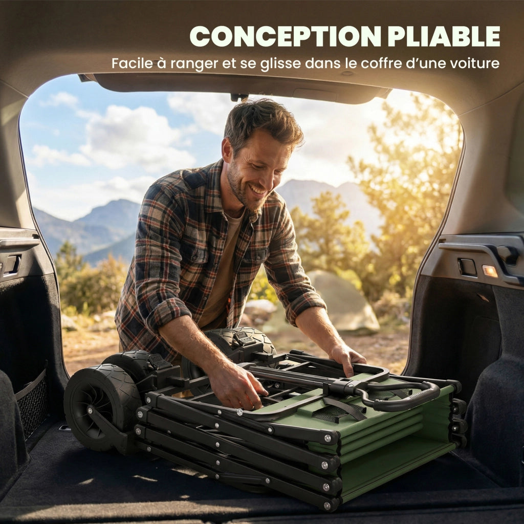 Carrello Giardino Pieghevole 130L con Ruote ¨C zephmum ¨C Verde