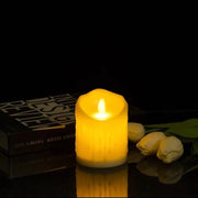 Candele esterne idrorepellenti con illuminazione LED, illuminazione LED lampeggiante, telecomando e alimentazione a batterie, plastica imitazione avorio bianca, confezione da 5.