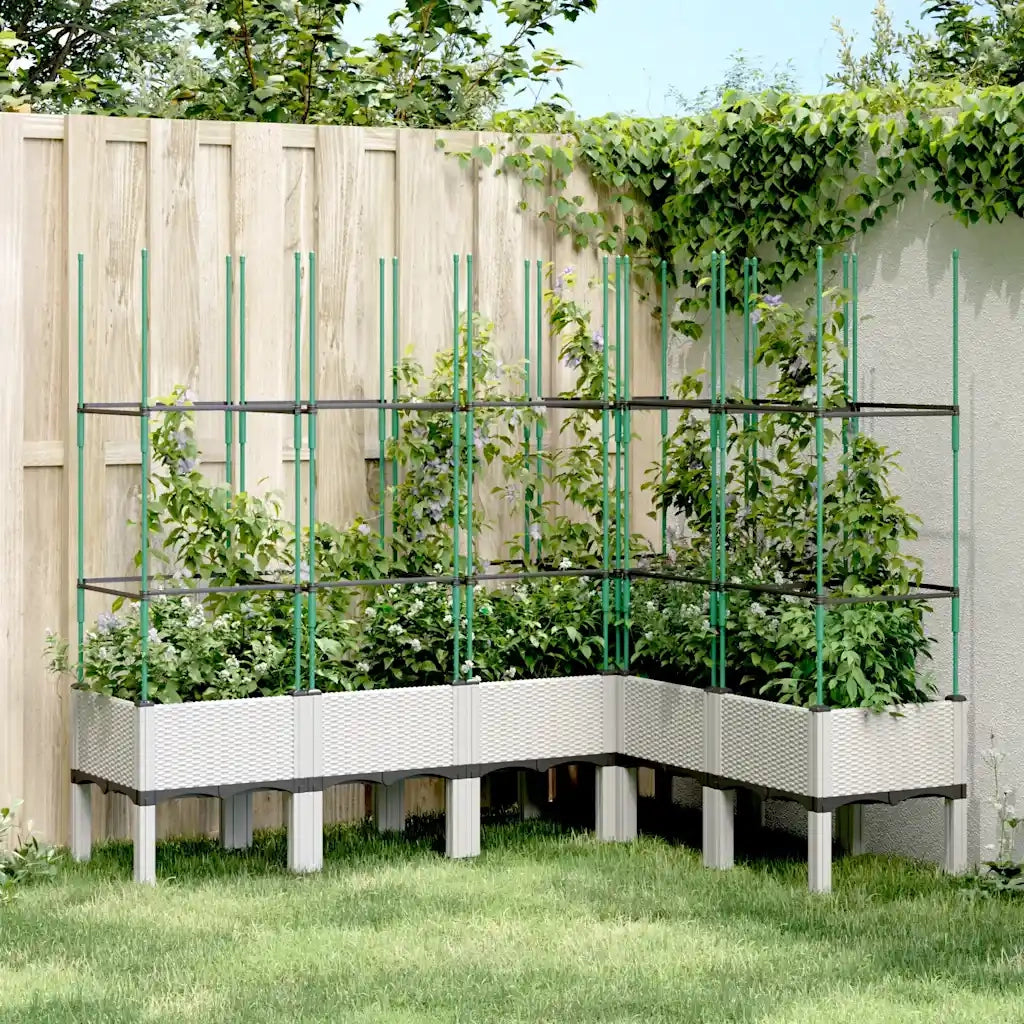 Fioriera | Cassetta per fiori | Vaso da Giardino con Graticcio Bianco 160x120x142,5cm in PP