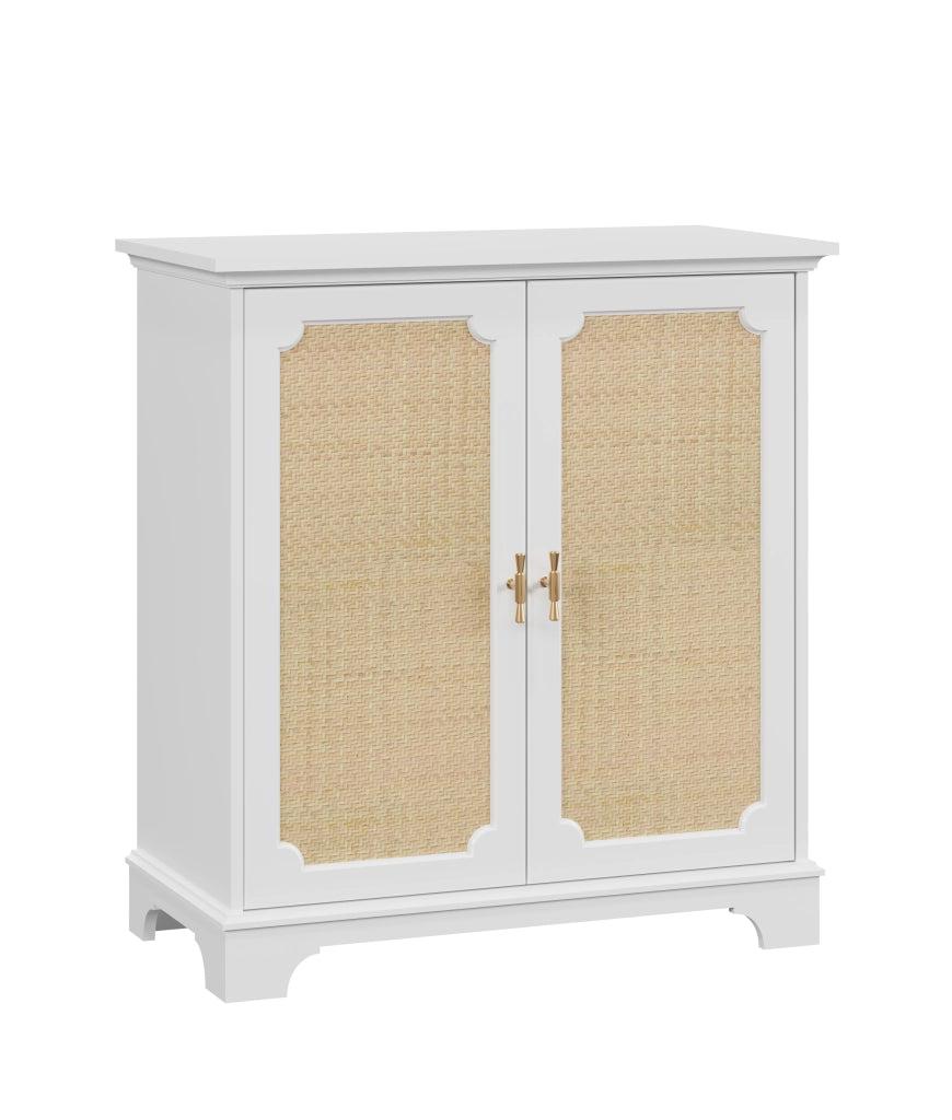 Credenza con 2 ante e ripiano regolabile; per soggiorno; in MDF e truciolare; 80×38×86 cm; bianca