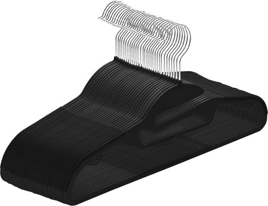 Kleerhangers in plastica, 30 pezzi di asciugamani con apertura a U, idonei per asciugamani bagnati e asciutti, hangers spazializzanti con cinturino e gancio ruotabile 360°, nero + argento