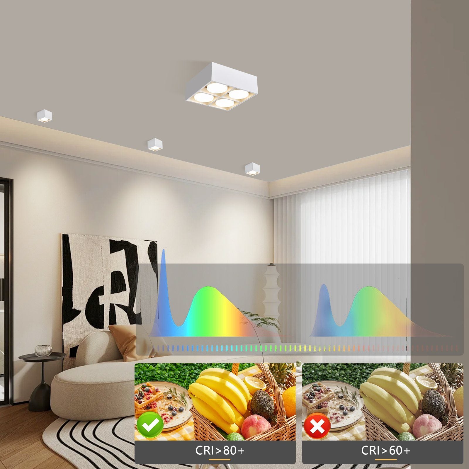 ZMH Faretto da soffitto LED 4 fiamme da incasso girevoli per camera letto