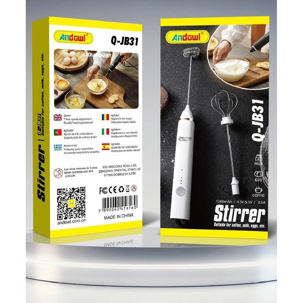 Trade Shop - Mini Miscelatore Agitatore Q-jb31 Doppia Testa Frullino Per Caffè Latte Uova -