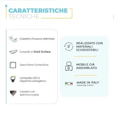 Mobile bagno con lavabo doppio 120 cm grigio cemento e specchio Master