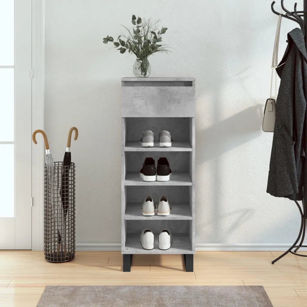 Scarpiera-Scaffale per scarpe Grigio Cemento 40x36x105 cm in Legno Multistrato 154848