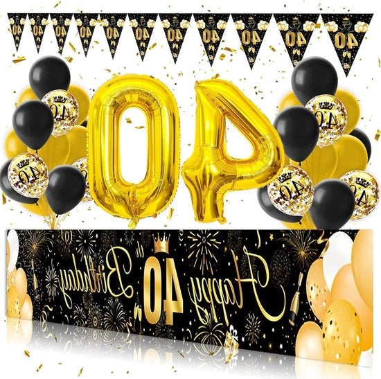 Decorazione di compleanno 40° Compleanno Uomo Donna Bandiera Lunga Lanciatore di Confetti Pallone di Confetti 273*37cm