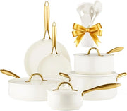 Set di pentole inductive - rivestimento ceramico antiaderente - 5 pezzi - nero - alluminio