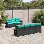 Set Divani da Giardino 8 pz con Cuscini Nero in Polyrattan 3224468