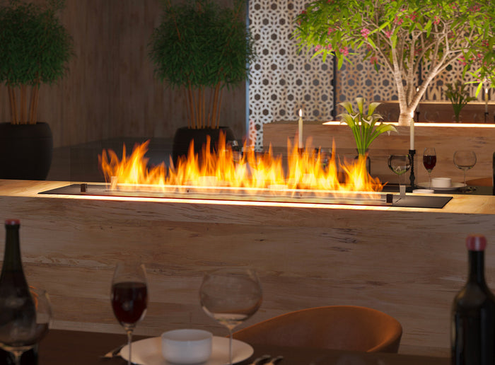 Bruciatore a Bioetanolo da Incasso 150x32x15 cm Insert Slim 1500 Nero con Vetro