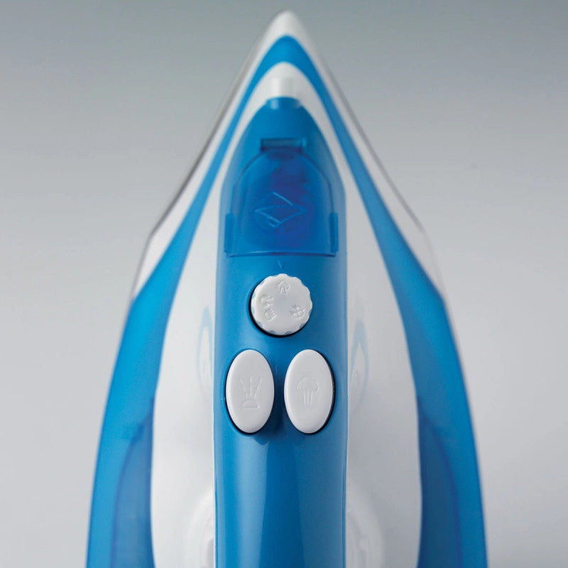 Ferro da stiro - Piastra in teflon - Colpo vapore 140g/min - Serbatoio 250ml - 2000W - Bianco e Azzurro