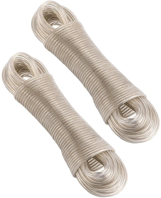 Set di corde per bucato in acciaio con nucleo in acciaio, 30m, 2 pezzi, PVC trattato, impermeabile e resistente all'usura, con rivestimento in PVC.