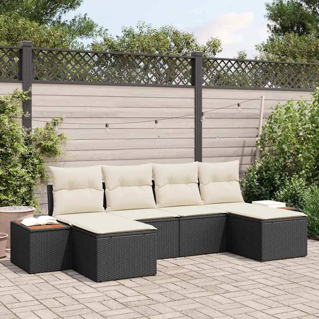 Set Divano da Giardino con cuscino 6 pcs Nero e Crema 3356807