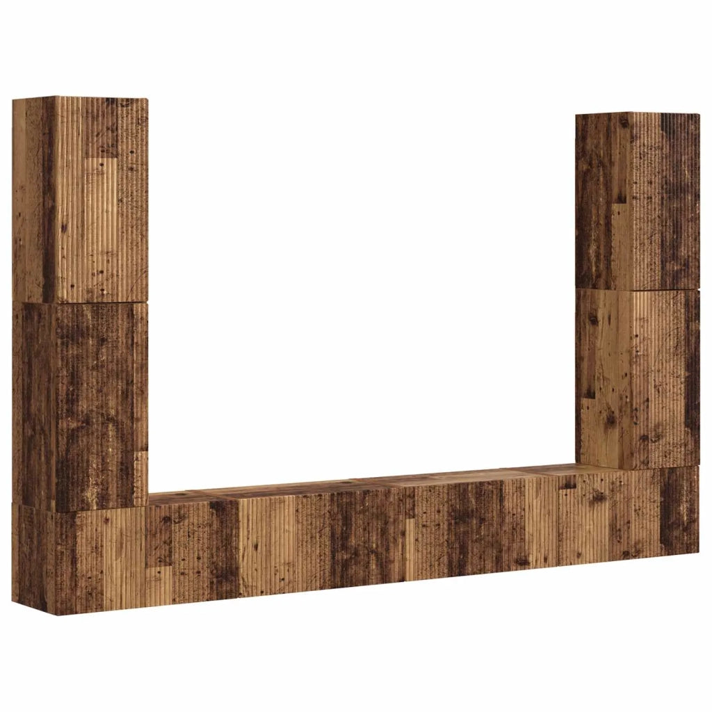 Set mobile TV 8 pz-Credenza per TV Legno vecchio Legno multistrato