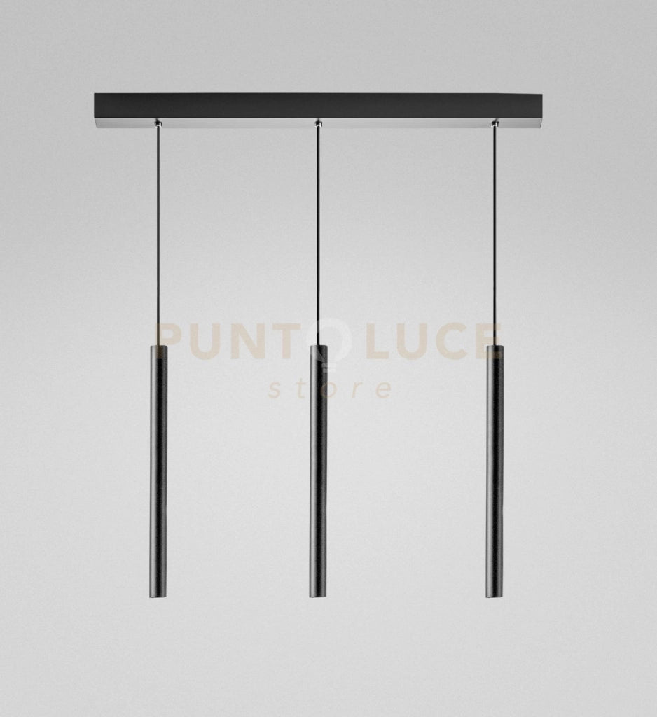 THALASSIA S/3P - SOSPENSIONE LINEARE IN ALLUMINIO COLORE NERO A LED 3 LUCI 3000K 1194LM 3X7W