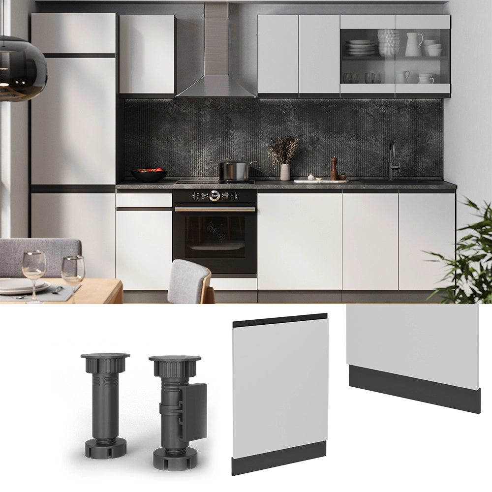 Pannello frontale della lavastoviglie R-Line Bianco/Antracite 60 cm J-Shape, PL Rovere Vicco