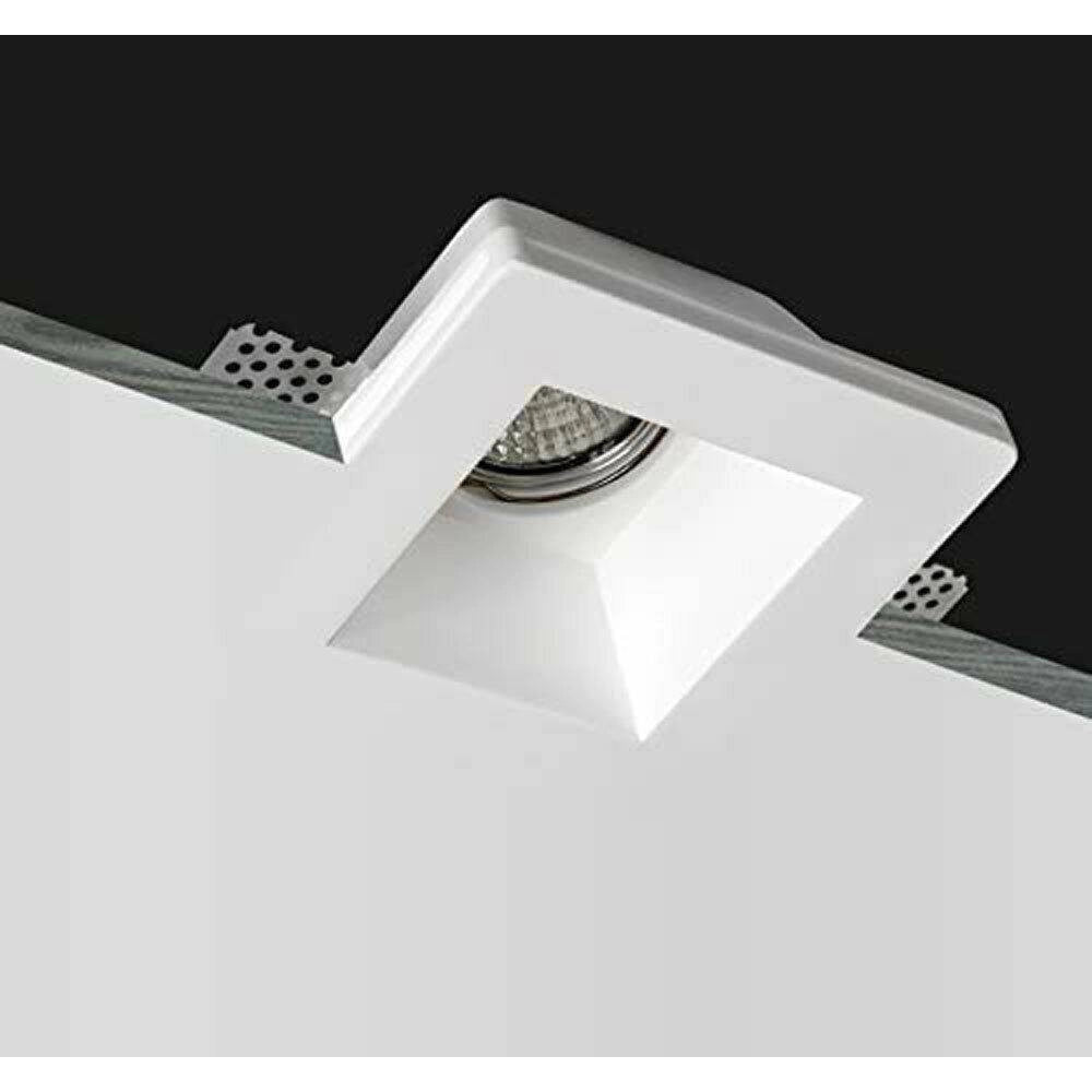 Trade Shop - Portafaretto Incasso Gesso Con Vetrino Scomparsa Quadrato Supporto Faretti Gs-02 -