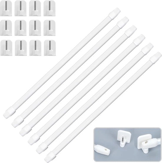 Maniglia estensibile per tende senza perforazione - Braccio di regolazione adattabile per finestre PVC (6 pezzi 30-50) con chiodo ad aggancio autoadesivo