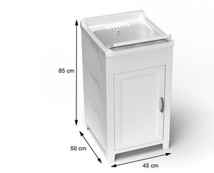 Mobile Lavatoio 45x50x85 cm 1 Anta in Resina Bianco