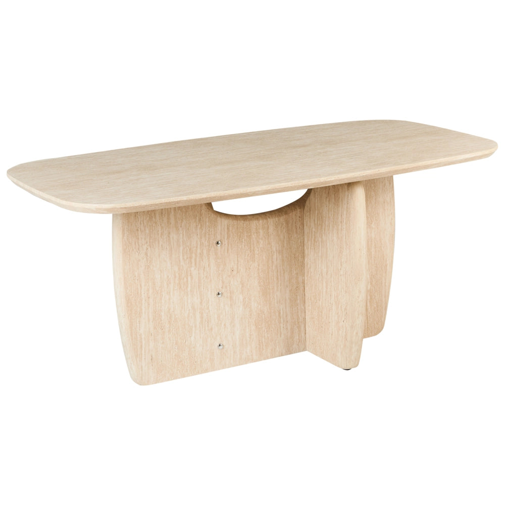 Tavolo da pranzo in MDF rettangolare con ampia base a piedistallo 180 x 90 cm Marrone chiaro stile minimalista