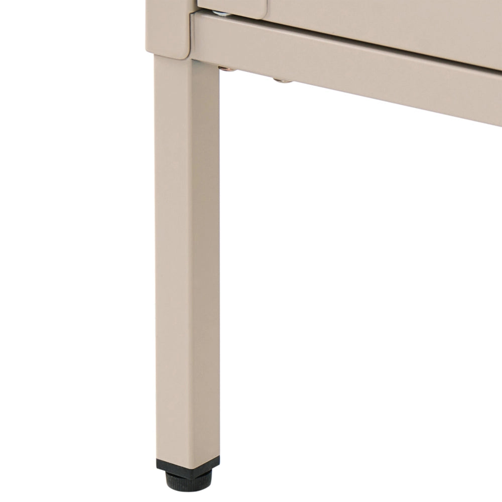 Vetrina moderna in acciaio beige e ante in vetro 90 x 35 cm in stile contemporaneo industriale sala da pranzo soggiorno
