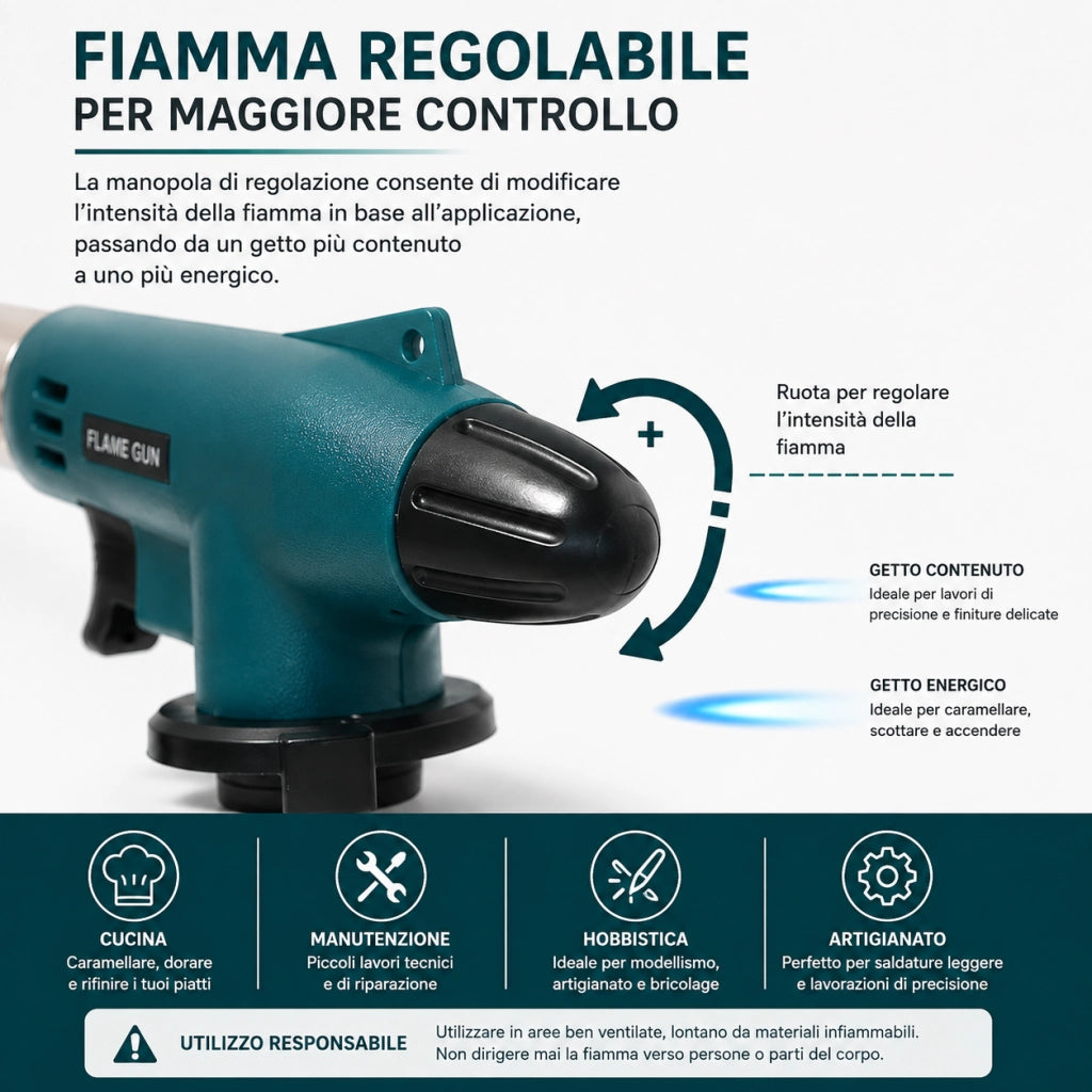 Cannello a Gas 1300°C Ricaricabile con Accensione Piezoelettrica VHT02461