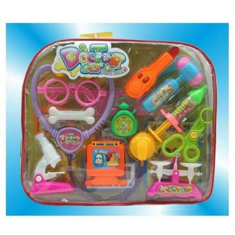 Trade Shop - Doctor Set Borsa Dottore Accessori Stetoscopio Forbici Giocattolo Gioco Bambina -