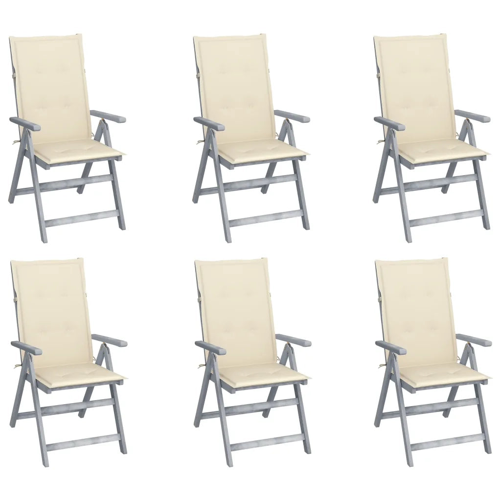 Sedie da Giardino Reclinabili 6 pz con Cuscini Massello Acacia cod mxl 47457