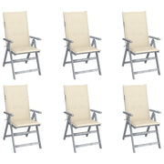 Sedie da Giardino Reclinabili 6 pz con Cuscini Massello Acacia cod mxl 47457
