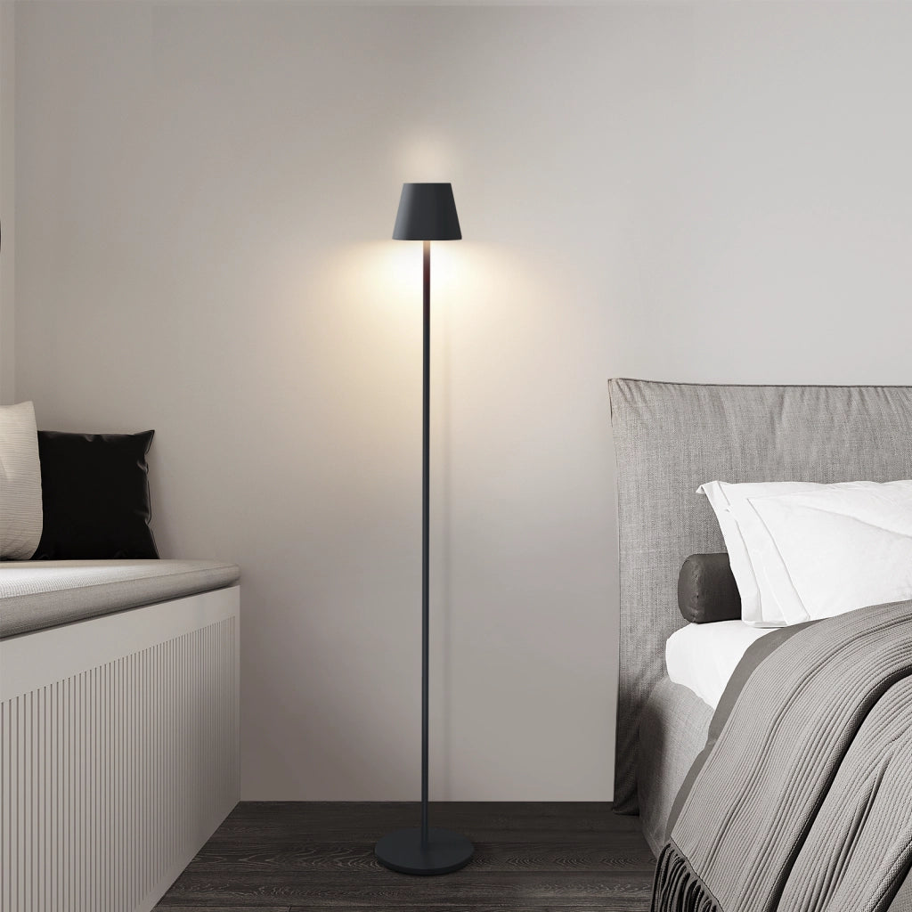 ZMH Lampada da terra LED nera dimmerabile metallo moderna senza fili 125cm