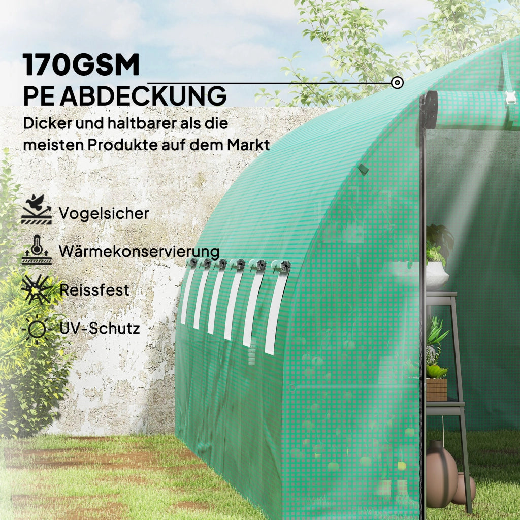 Tunnel Serra in Plastica con Telaio Acciaio e Porte a Rullo ¨C Zephmum ¨C Verde