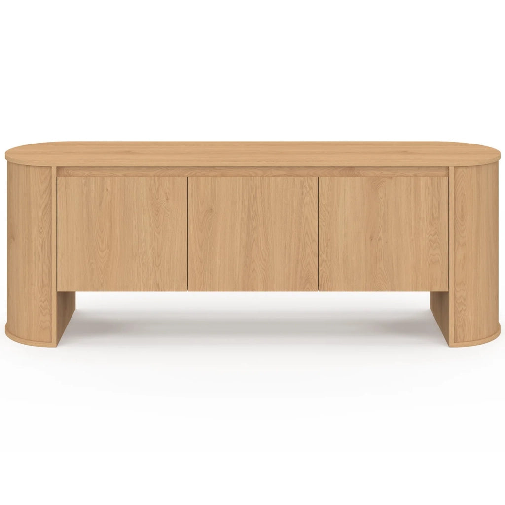 IDMarket - Mobile TV DIVIA 140 cm a 3 ante con design arrotondato in faggio