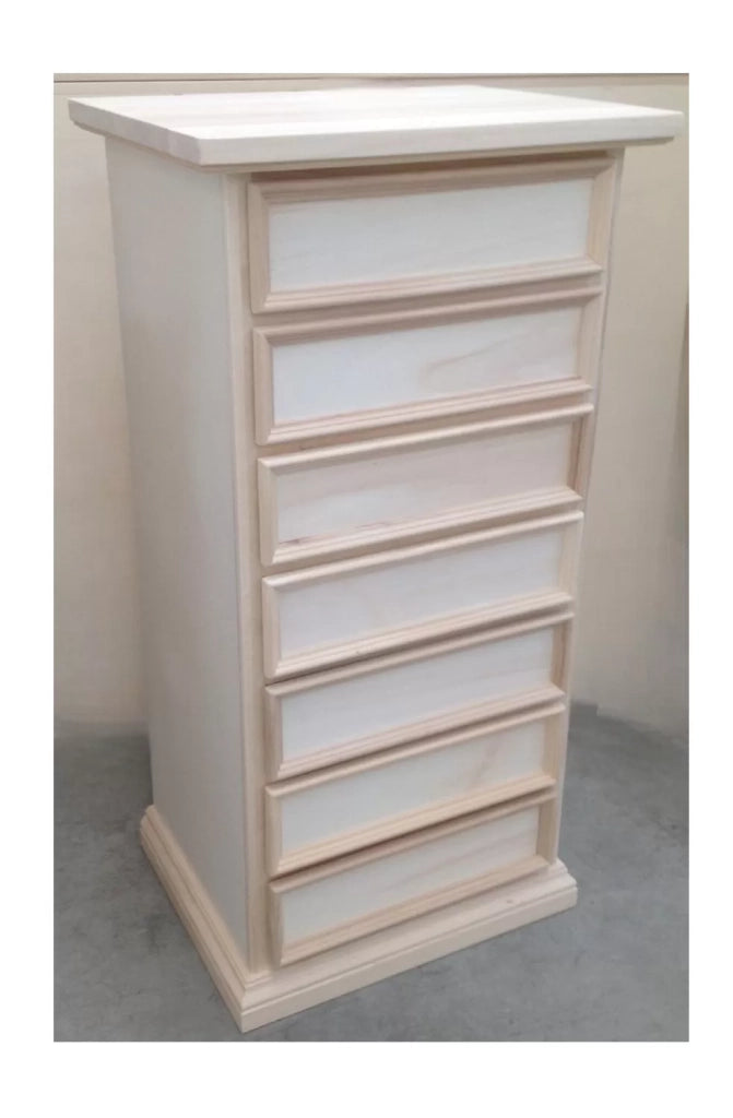 cassettiera in legno 7 cassetti grezzo l.60 p.47 h.115 (717) - Mobili 2G