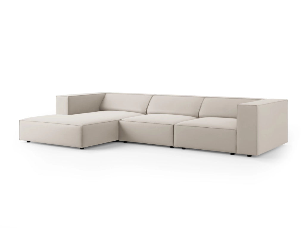 Cosmopolitan Design - Divano angolare sinistro "Arendal" 4 posti in velluto ecru 