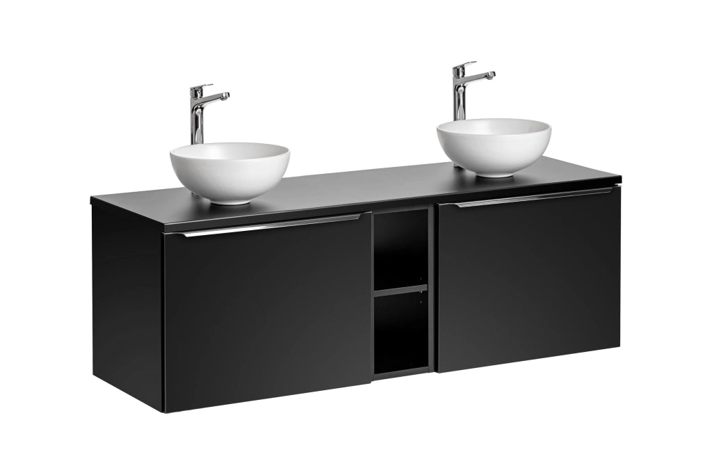 Set mobili bagno 140 cm con lavabi da appoggio Santa Fe Black 140 x 1401 x 1401 cm