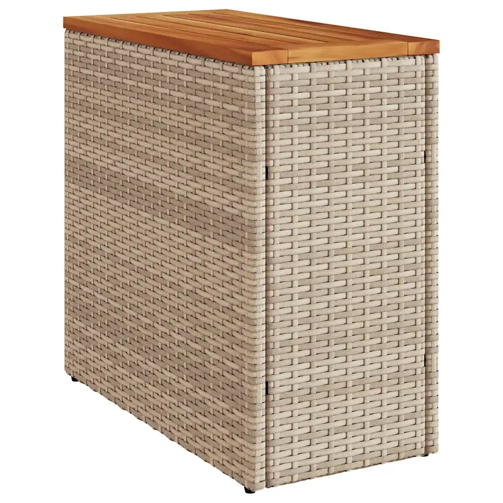 Tavolo da Giardino | Tavolino da esterno Piano in Legno Beige 58x27,5x55cm Polyrattan