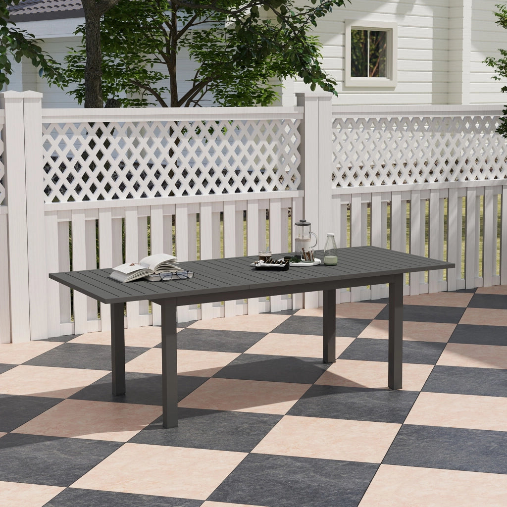 Tavolo da pranzo allungabile in alluminio ¨C zephmum ¨C grigio 160/220x90 cm